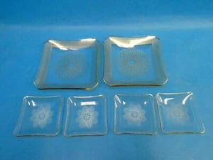 Lot of Glass Spirography Snowflake Clear Decorative Trays Vintage Used - Picture 1 of 10