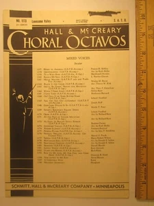 1958 Sheet Music LONESOME VALLEY Mixed Voices HAL & McCREARY [Z101e] - Picture 1 of 1