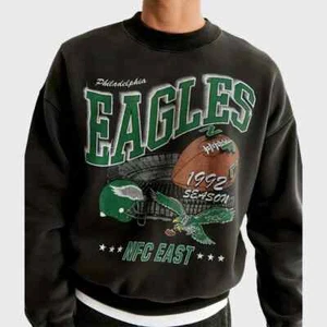90s NFL Philadelphia Eagles Sweatshirt Black Color Reprint AN42423 - Picture 1 of 2