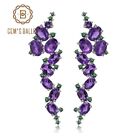 9.78Ct Natural Amethyst Purple Gemstone Clip Earrings 925 Sliver Vintage Gothic