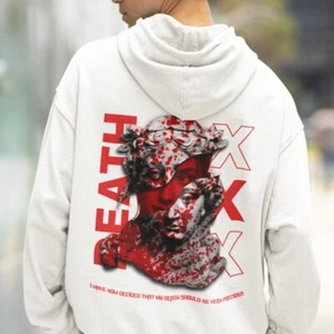 Death Wish Hoodie, Unisex Sweatshirt, Goth Hooded Jumper, Grim Reaper Pullover - Picture 1 of 26