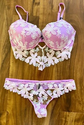 VICTORIA SECRET MUY SEXY 34D DEMI BRA L CONJUNTO TANGA ZIGGY BORDADO FLORAL NUEVO CON ETIQUETAS Foto 1 de 4