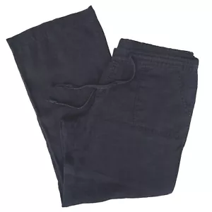 Allen Allen Gray Wide Full Length Linen Pull On Casual Boho Beach Lounge Pants L - Picture 1 of 15