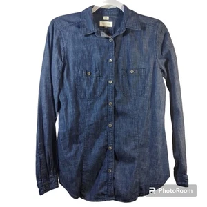 LOFT The Softened Chambray Button Up Western Boho Shirt Size Small - Bild 1 von 7