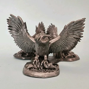 Eule Figur Statue schwer massiv Metall Streckflügel rund Eulen - Bild 1 von 13