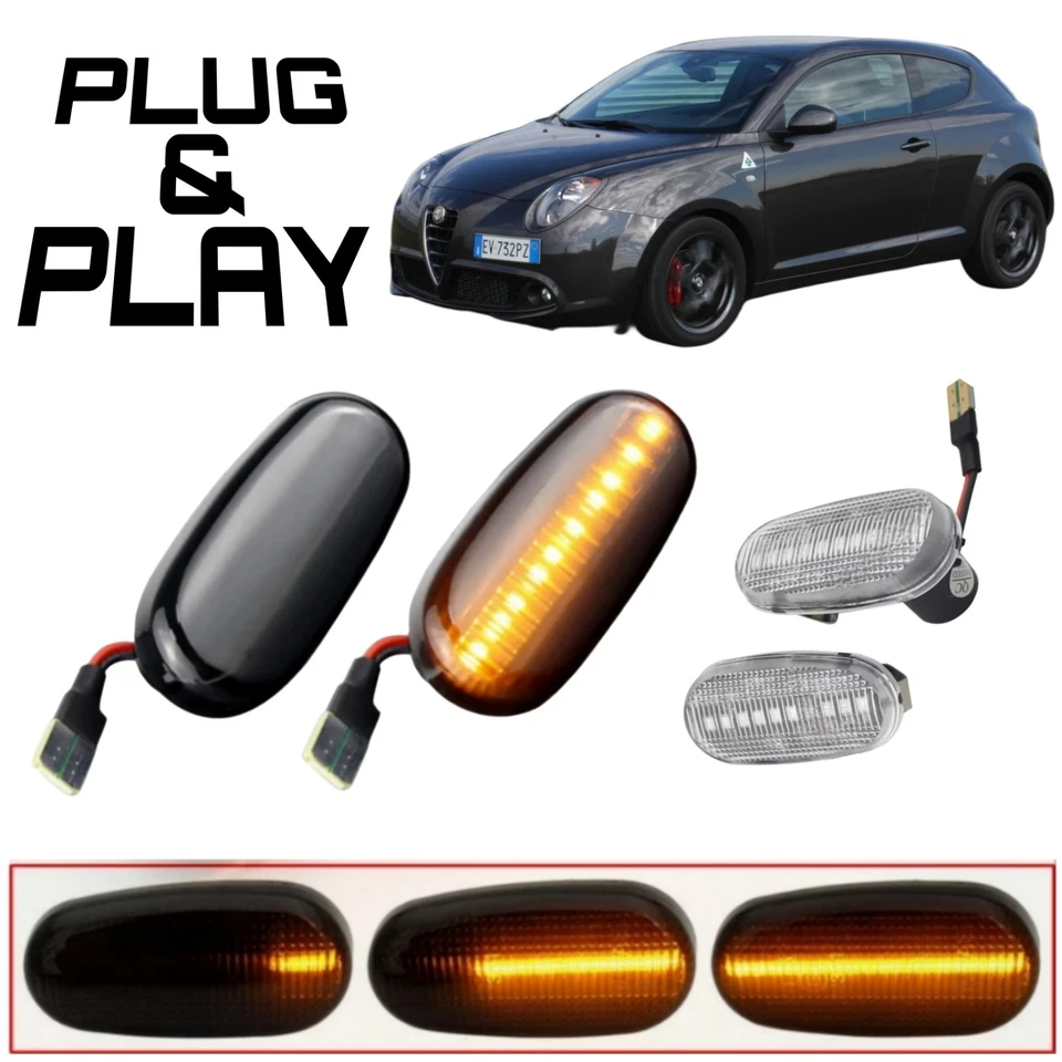 COPPIA FRECCE LATERALI A LED DINAMICHE ALFA ROMEO MITO, 147 CANBUS - PROGRESSIVE - Imagen 1 de 1