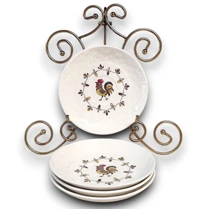 Set of 4 Vintage WW Transferware Golden Rooster Bread Plates 6" Japan - Picture 1 of 5