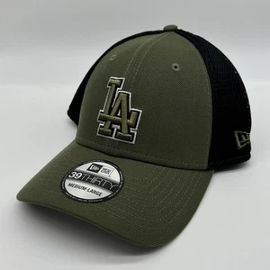 Los Angeles LA Dodgers New Era 39Thirty Stretch Olive Green/Black Hat Cap Sz M/L - Picture 1 of 5