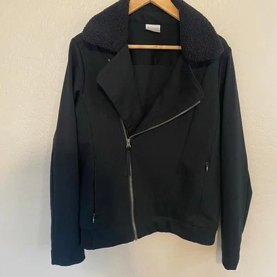 Columbia Moto Style Jacket Womens Size Large Black Sherpa - Image 1 of 4