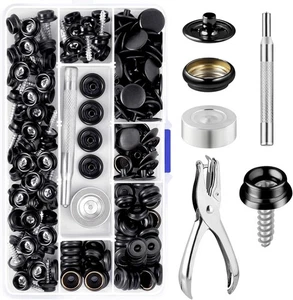 Hicdaw 150 PCS Canvas Snap Kit with 2 Pcs Setting Tool, Marine Grade Black  - Bild 1 von 7