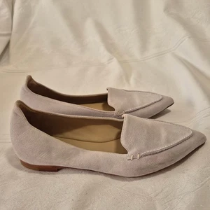 M. Gemi Stellato Pointed Toe Shoes Flats Suede Nutural Gray Sz 35.5 Womens 5.5 - Picture 1 of 15