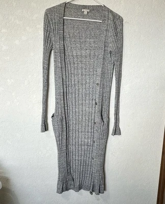 Gap Designed & Crafted Women's Long Rib Cardigan Med. Heather Gray Size S Tall - Image 1 of 4