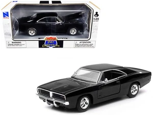 1969 Dodge Charger R/T Diecast Model Car 1/25 Black Muscle Car by New Ray - Picture 1 of 2