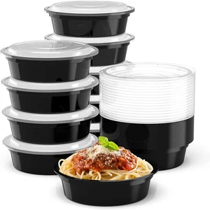 10 pièces récipients ronds de préparation de repas 24 oz congélateur stockage sûr des aliments avec couvercles - Photo 1/12