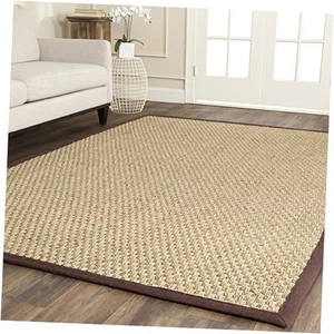  Area Rug 6x9 - Natural Fiber Collection - Natural & Dark Brown, Seagrass,  - Picture 1 of 7