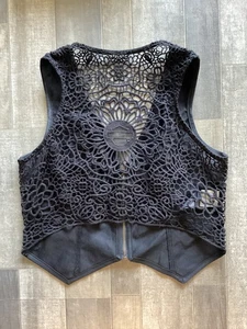 Harley Davidson Y2K Vintage Laced Back Motorrad Weste Top schwarz - Bild 1 von 10