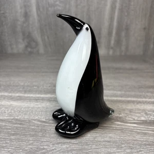 Murano Kunst Stil Glas Vintage Pinguin Figur Skulptur 5,5" schwerer Vogel MCM - Bild 1 von 15