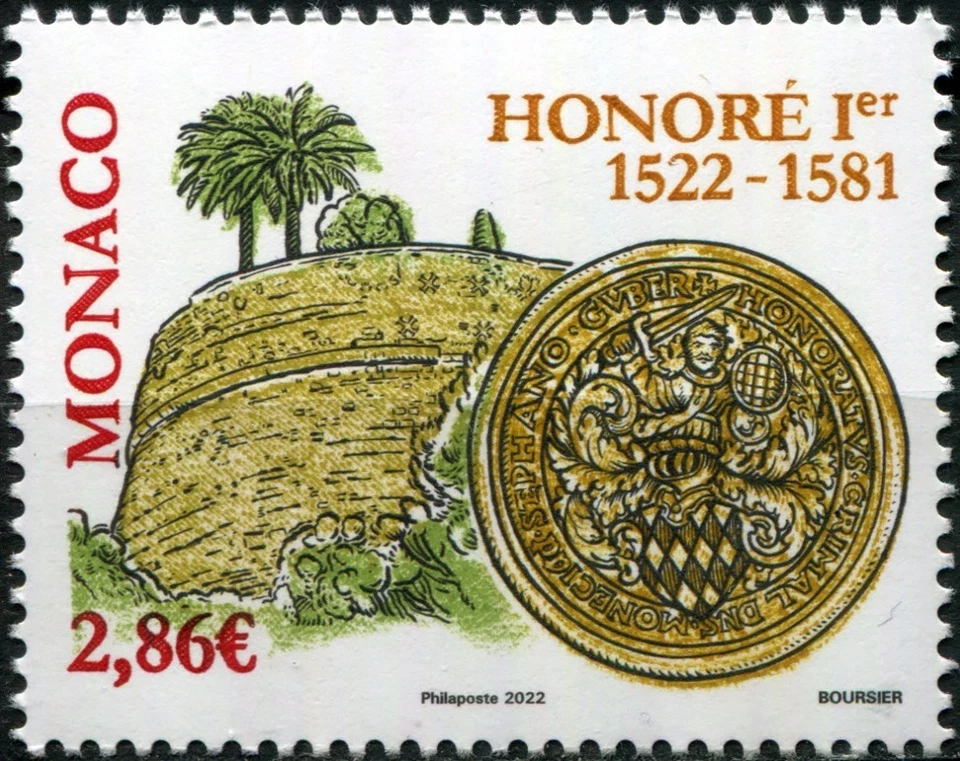 Monaco 2022. 500 years of the Birth of Honoré I, 1522-1581 (MNH OG **) Stamp - Image 1 of 1