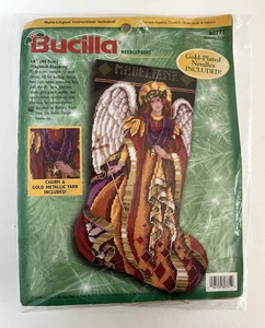 1999 Bucilla - Heavenly Angel 60771 - Christmas Needlepoint Stocking Kit 18" - Picture 1 of 7