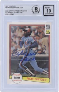 Andre Dawson Expos Signed 1982 Donruss Series 1 #88 Beckett 10 Card w/HAWK Insc - Picture 1 of 3