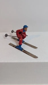 Vintage Barclay Manoil Red Skier USA made with Skis & Poles - Picture 1 of 6