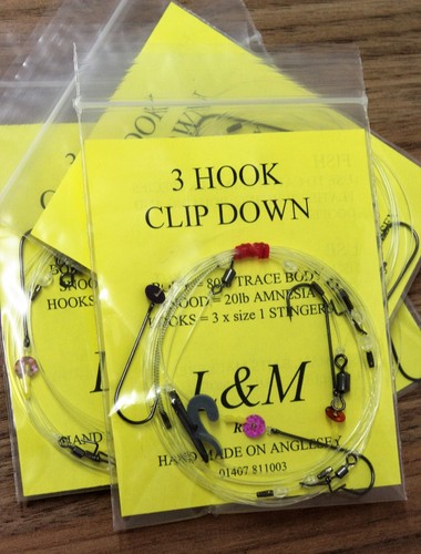 4 x 3 HOOK CLIP DOWN SEA FISHING RIGS 80lb BODY size 1 STINGERS,IMP ...