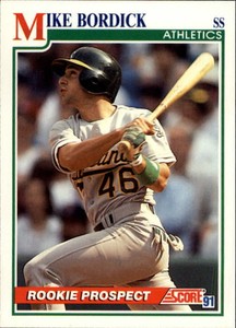 1991 Score Oakland Athletics Baseball Card #339 Mike Bordick Rookie