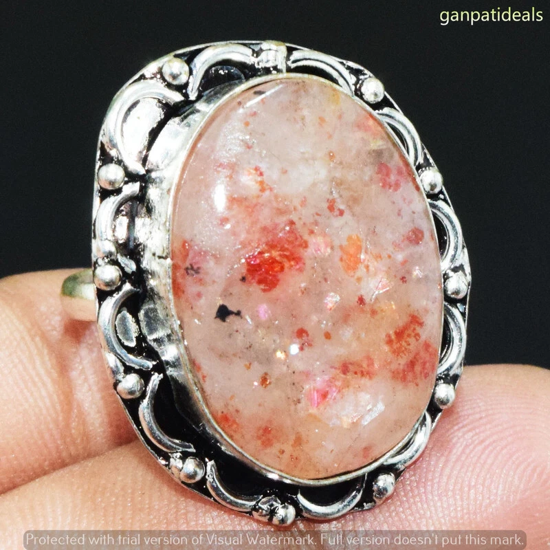 Sunstone Gemstone Handmade Ring Jewelry US Size- 8 GR-32071 - Image 1 of 1