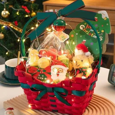 Christmas Gift Basket Multipurpose with Handle with Bow Xmas Tote Basket - Image 1 of 4