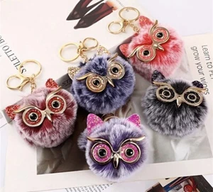 Cute Owl Pom Pom Keychains - Gift - Picture 1 of 37