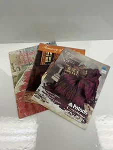 Set Of 3 Vintage Afghan & Throws Knitting Patterns Patons & Bernat - Picture 1 of 10
