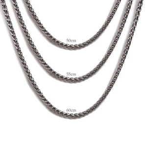 Collana da Uomo Catena Colonna in Acciaio Inox Catenina Lunga Girocollo Spiga - Foto 1 di 2