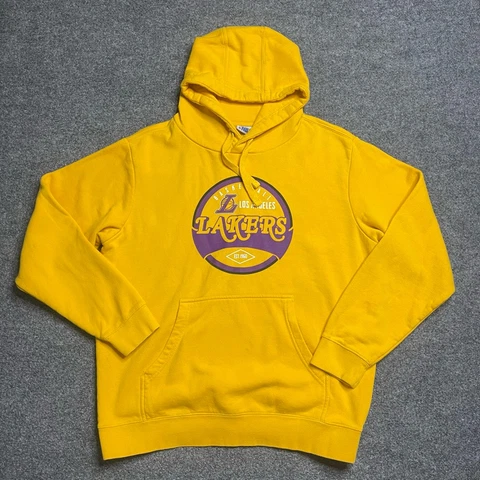 Los Angeles Lakers NBA Men Hoodie Sweatshirt Yellow Long Sleeve Kanga Pocket XL Cover