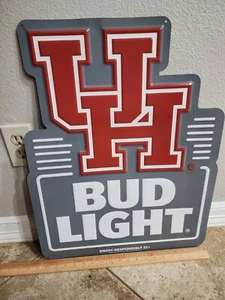 Bud Light Beer University Of Houston UH Texans Metal Bar Sign New Cougars - Picture 1 of 5