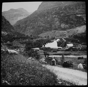 ANTIGUA Linterna Mágica Diapositiva FLAAM VALLEY KAARDAL FIORDO C1890 FOTO NORUEGA - Imagen 1 de 2