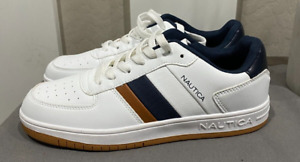 Nautica White w/Navy and Bronze Sneaker Boat Shoes Size 6 Youth Women's 7.5