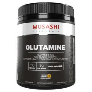 MUSASHI Glutamine 350g Oral Powder 116 Serves Unflavoured Aids Muscle Growth - Picture 1 of 3