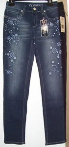 Girls Z Cavaricci Premium Adjustable Waist Stretch Rhinestone Denim Jeans Sz 14 - Picture 1 of 5