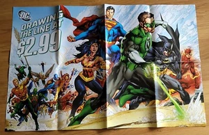 DC Comics 2011 Drawing The Line Promo Poster 34""x22"" grüne Laterne JLA - Bild 1 von 1