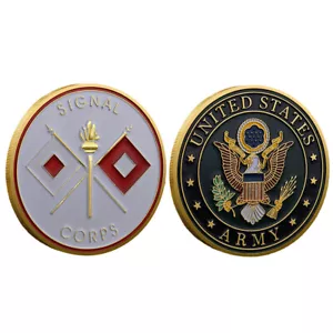U.S.A Coin Signal Corps Military Commemorative Challenge Coin Gold Plated Medal - Picture 1 of 7
