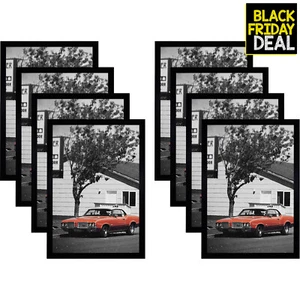 8 Pack 13x19 Black Wood Picture Wall Frame Puzzles Posters Photos Acrylic Glass - Picture 1 of 8