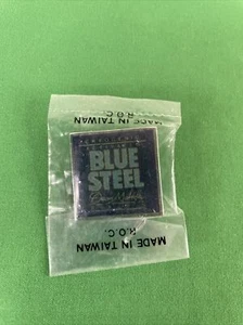 Dean Markley 'Blue Steel' 1" Square Lapel PIN BUTTON w/ Butterfly Clutch Backing - Picture 1 of 7