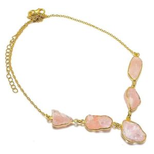 Natural Morganite Gemstone Chain Pink Necklace 925 Sterling Silver Jewelry