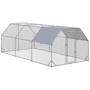 PawHut Large Chicken Coop Metal Chicken Run with Waterproof and Anti-UV Cover - Picture 1 of 7
