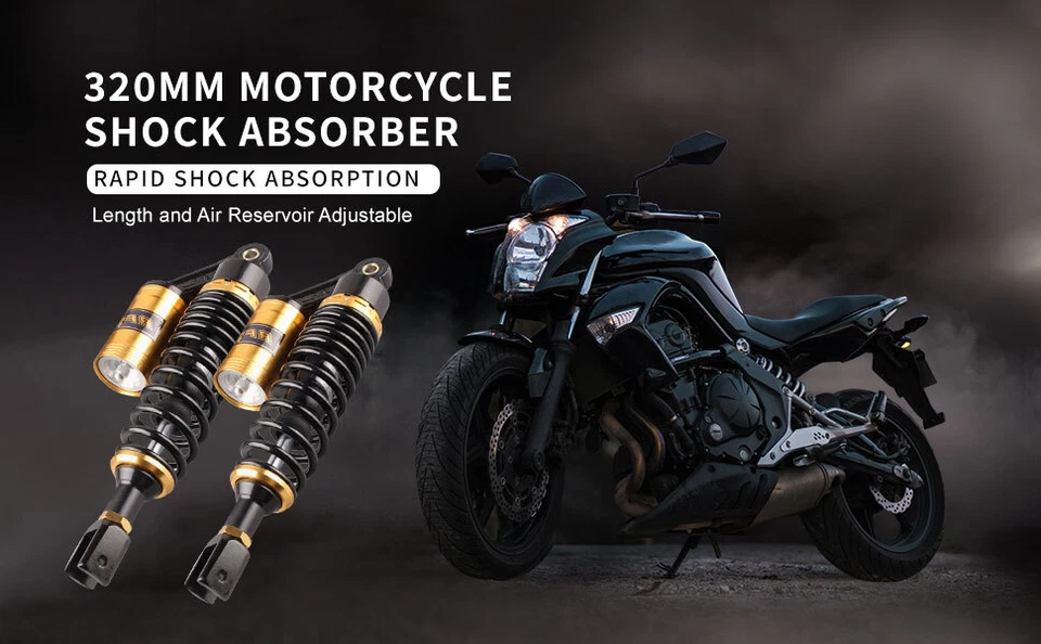 12.5"320mm Motorcycle Adjustable Air Shock Absorber For Scooters Moped Quad ATV - Imagem 1 de 4