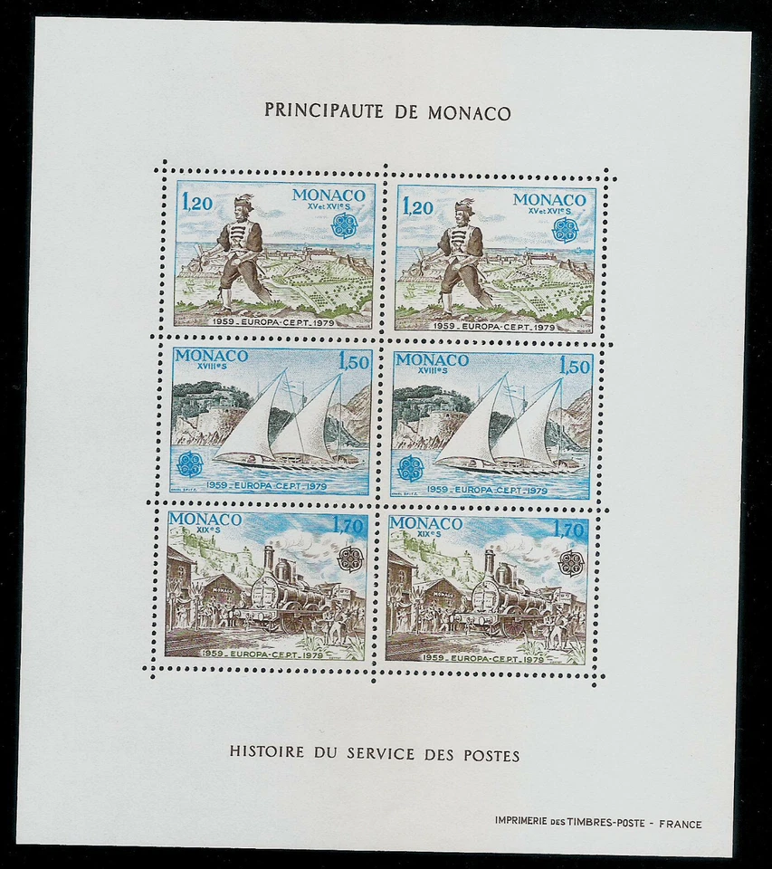 EUROPA CEPT 1979 - MONACO FULL  MINI SHEET - POST & COMMUNICATIONS - MNH - Image 1 of 1