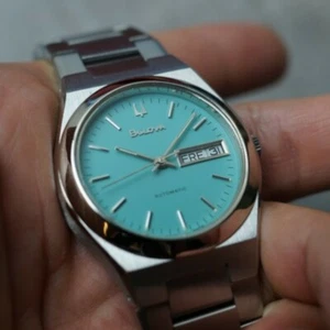 Vintage Bulova Automatic Day Date Mint Color Dial Custom RO Mens Watch - Picture 1 of 8