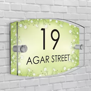 House Number Plaques Glass Effect Acrylic Signs Door Plate Name Wall Display - Picture 1 of 61
