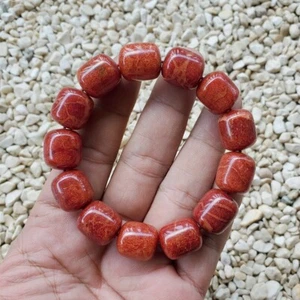 14-15 MM Genuine Indonesian Red Coral Bracelet 13 Beads #35 - Picture 1 of 5