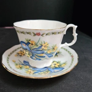 Teacup & Saucer Made In England Royal Garden Bone China Staffordshire Blue Iris - Picture 1 of 10